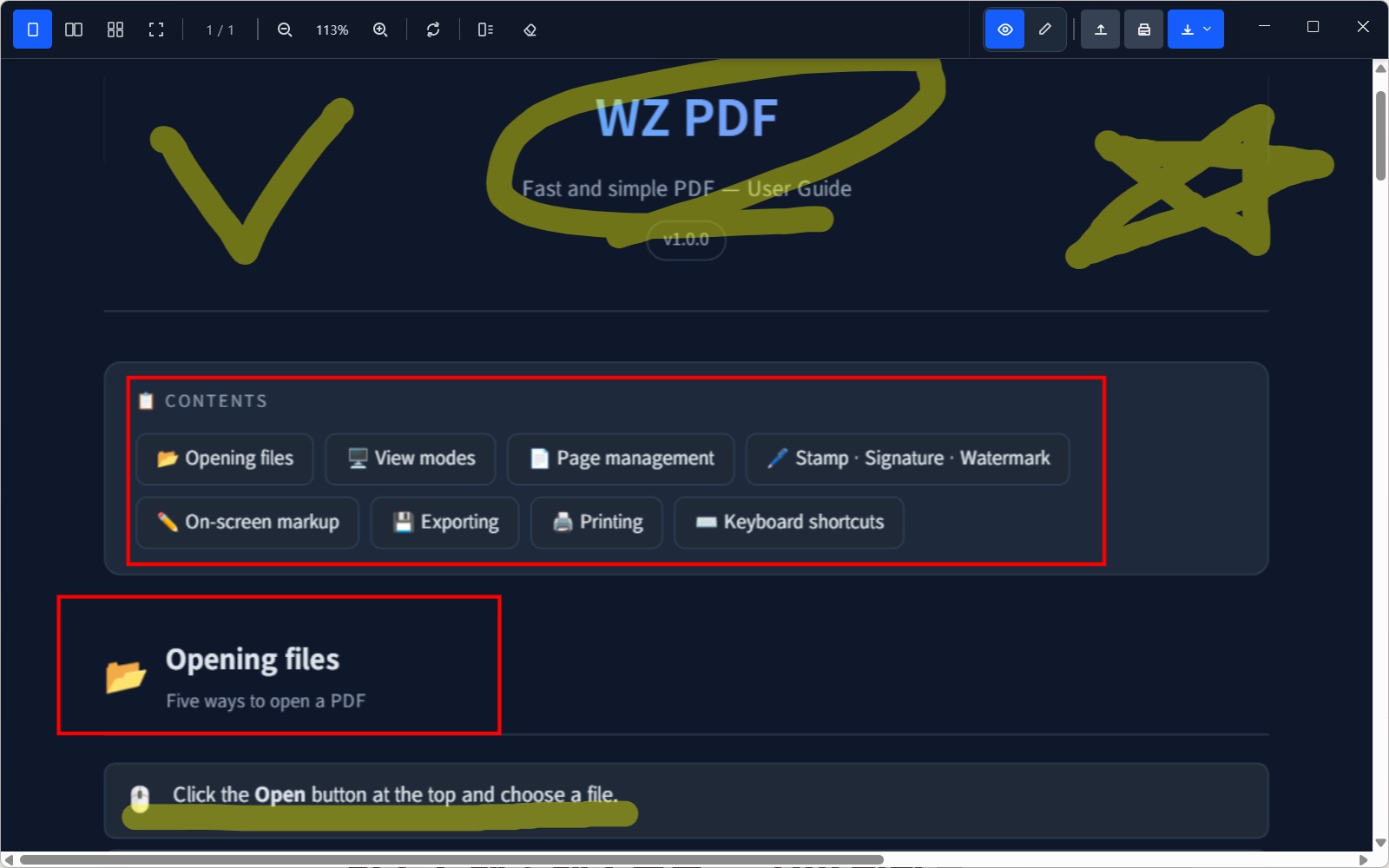 WZ-PDF Presentation highlighting feature