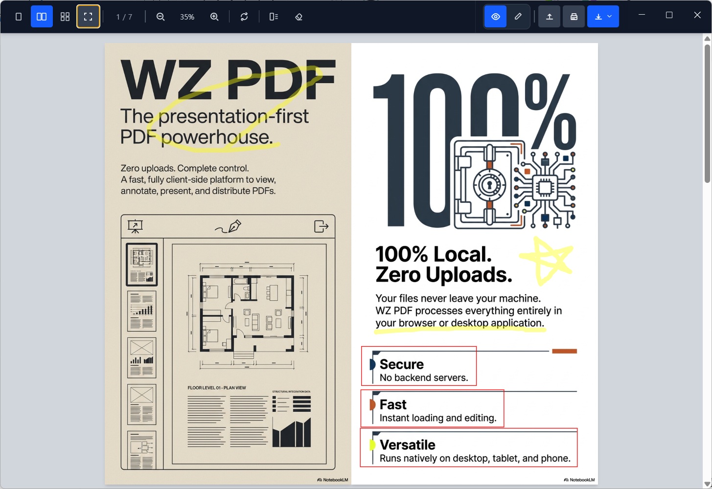 WZ-PDF Presentation 2-page view feature